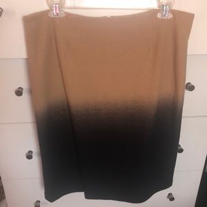 Anne Klein Ambre Tan/Black Wool Pencil Skirt